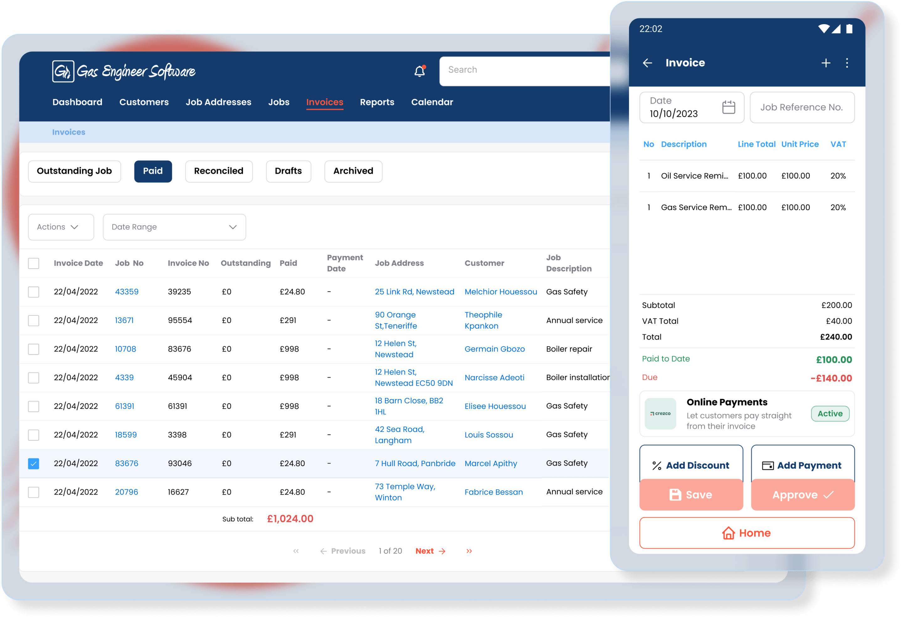 Invoices - 1-min Job management - Schedule and book a new job