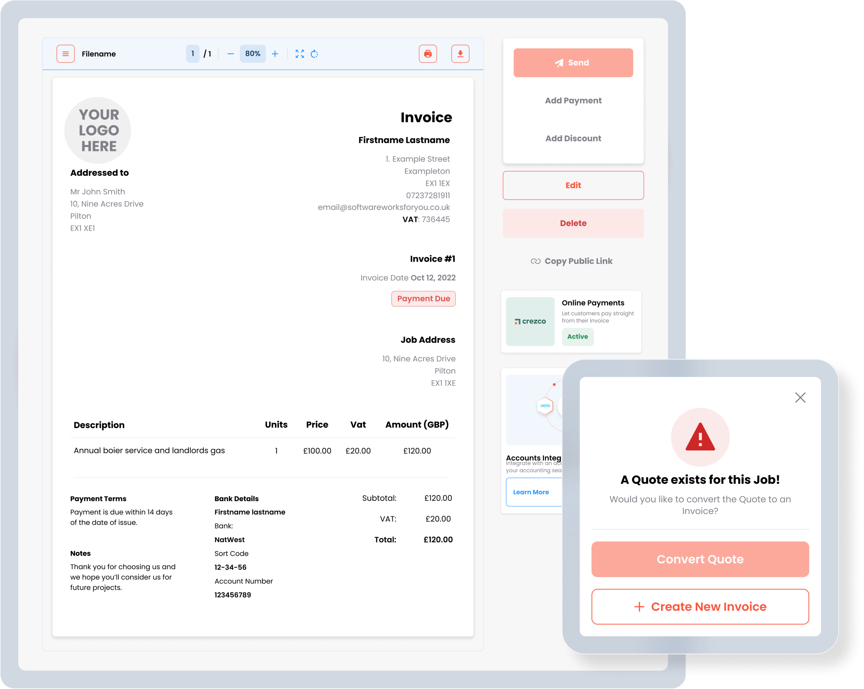 Invoices - 2-min See in real-time the status of all invoices and chase late payers with automated reminders