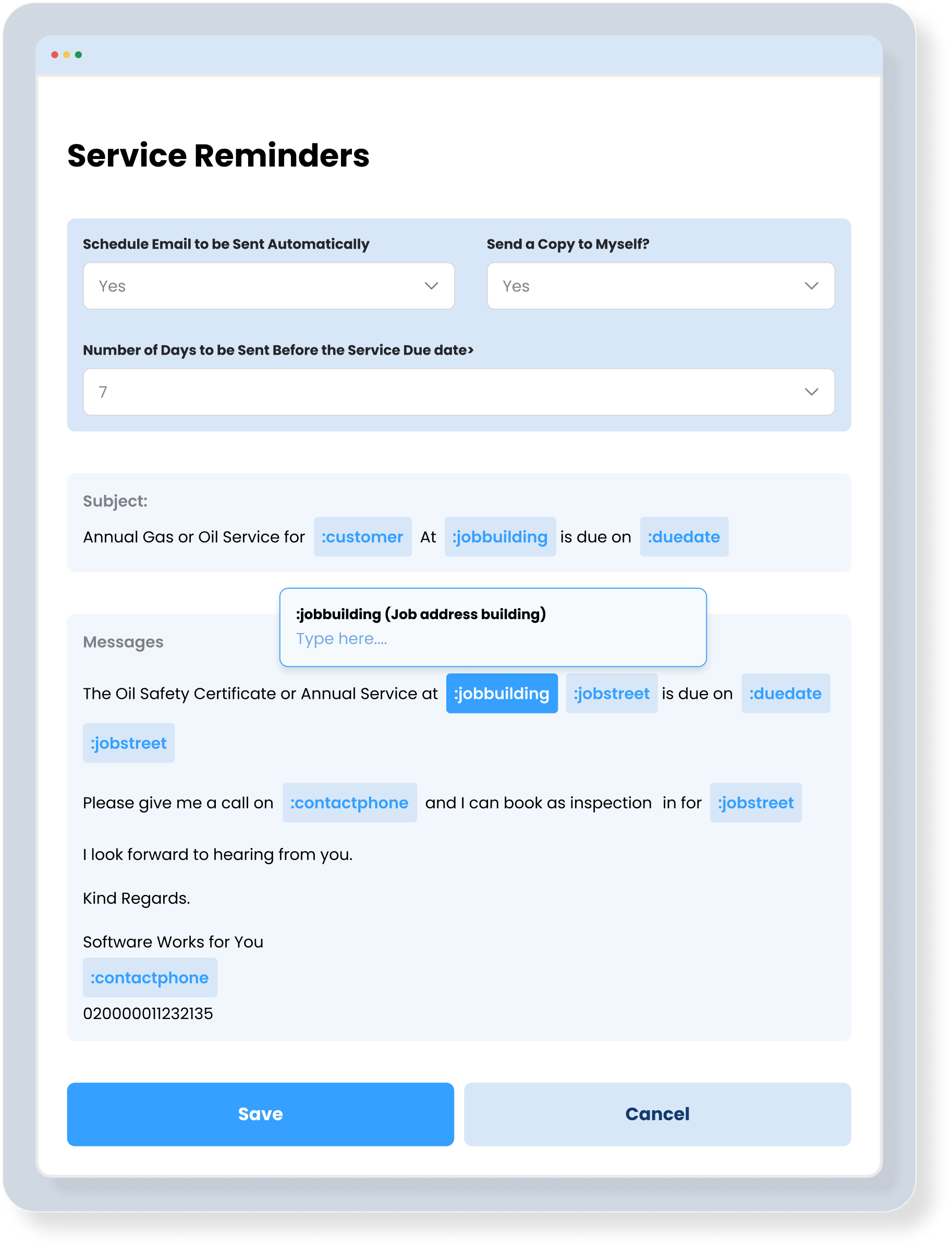 Automated reminder - 1 Job management - Schedule and book a new job