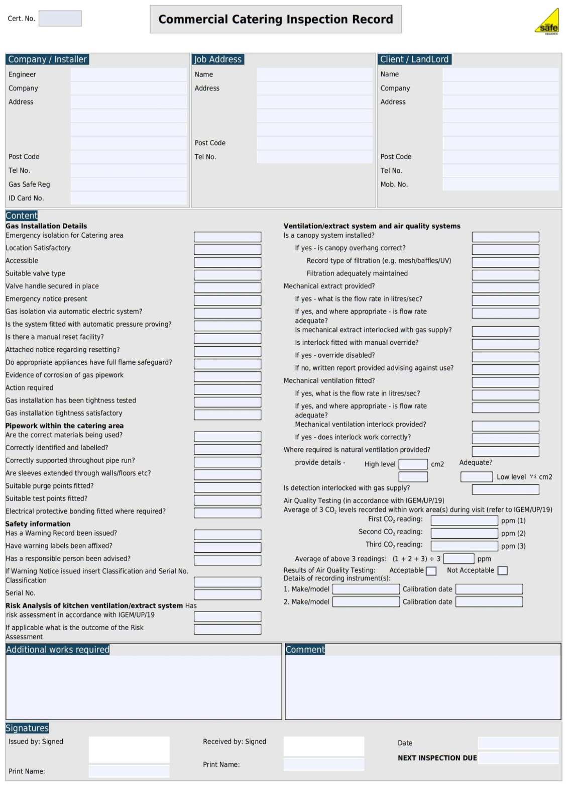 Commercial-Catering-Inspection-Record-min-scaled Sample image of the legionella risk assessment template