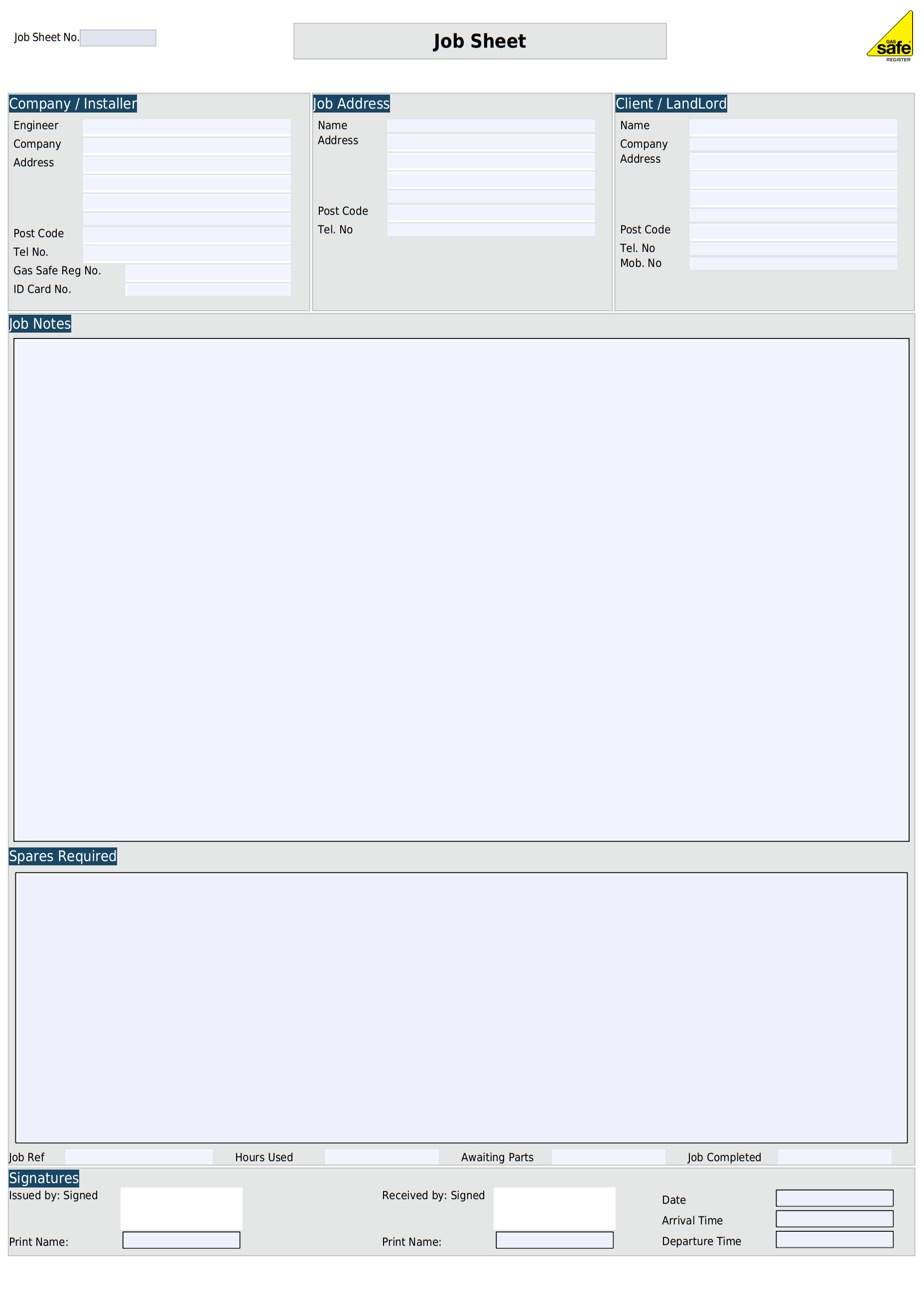 Job sheet min Sample image of the legionella risk assessment template