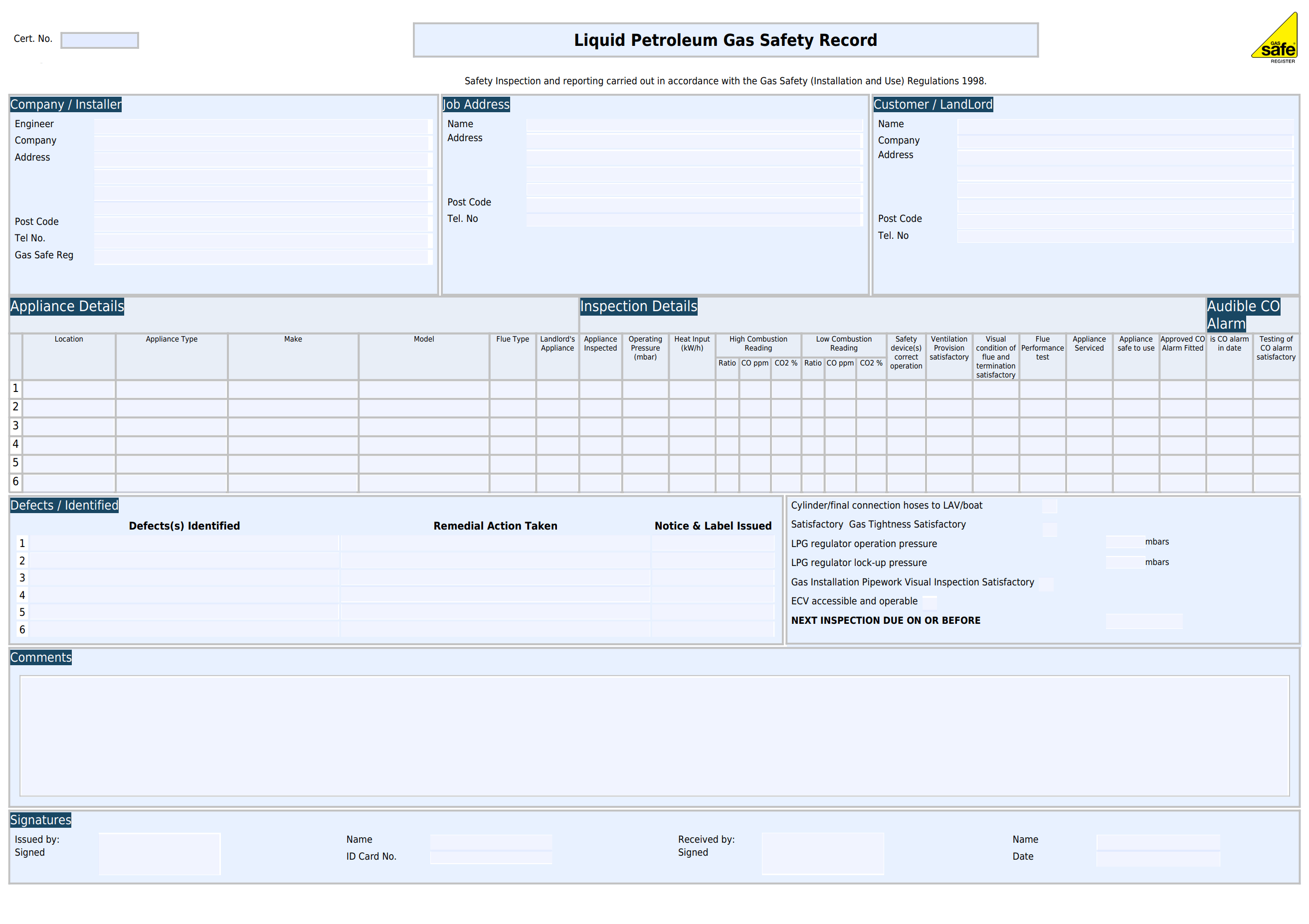 LPG Safety Record min Sample image of the legionella risk assessment template
